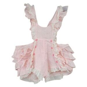 Barbie Frocks Originals Baby Pink 1950s Girls Infant Vintage Romper Ruffled